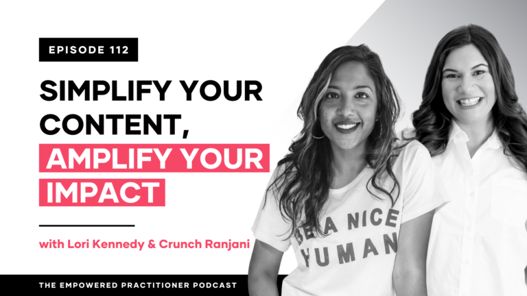 Simplify Your Content, Aplify Your Impact - Crunch Ranjani & Lori Kennedi Podcast episode cover.